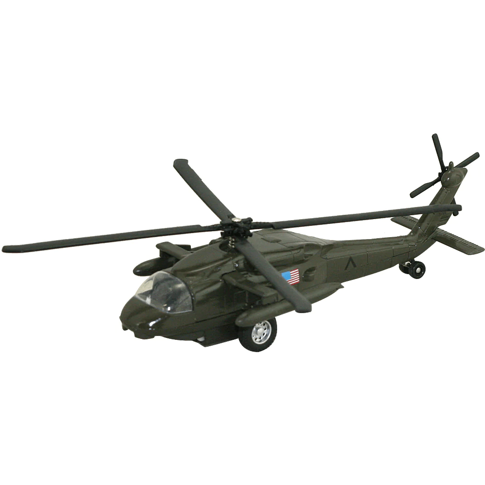 Blackhawk Helicopter 10.5" Pullback Diecast Helicopter (1 Pc. Assorted Styles)-Pull Back Planes-Wow Toyz-PilotMall.com
