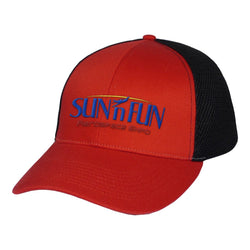 SUN 'n FUN Red/Black Mesh Back Fitted Structured Ball Cap