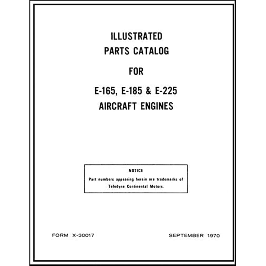 Essco Aircraft Aircraft Manual Continental E-165, E-185, E-225 Series Parts Catalog (X-30017)