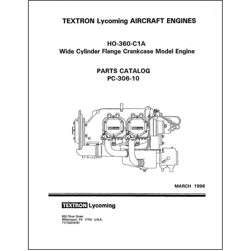 Essco Aircraft Aircraft Manual Lycoming HO-360-C1A 1996 Parts Catalog PC-306-10 (PC-306-10)