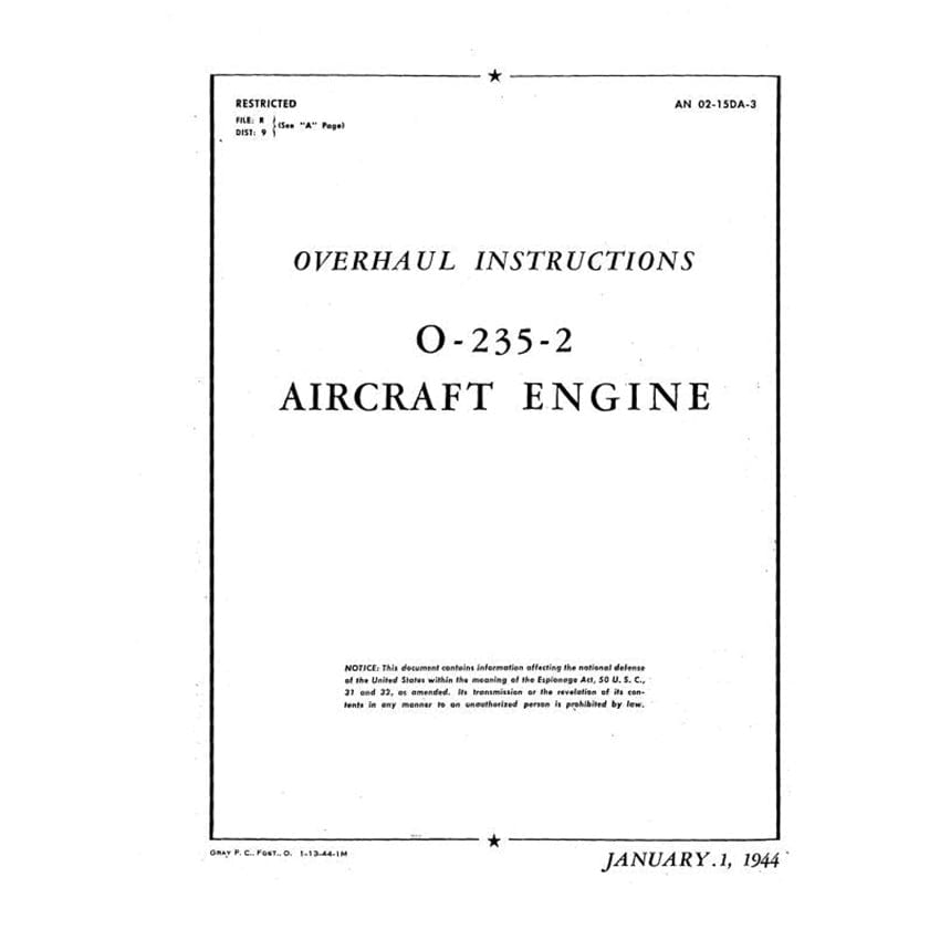Essco Aircraft Aircraft Manual Lycoming O-235-2 Overhaul Manual (02-15DA-3)