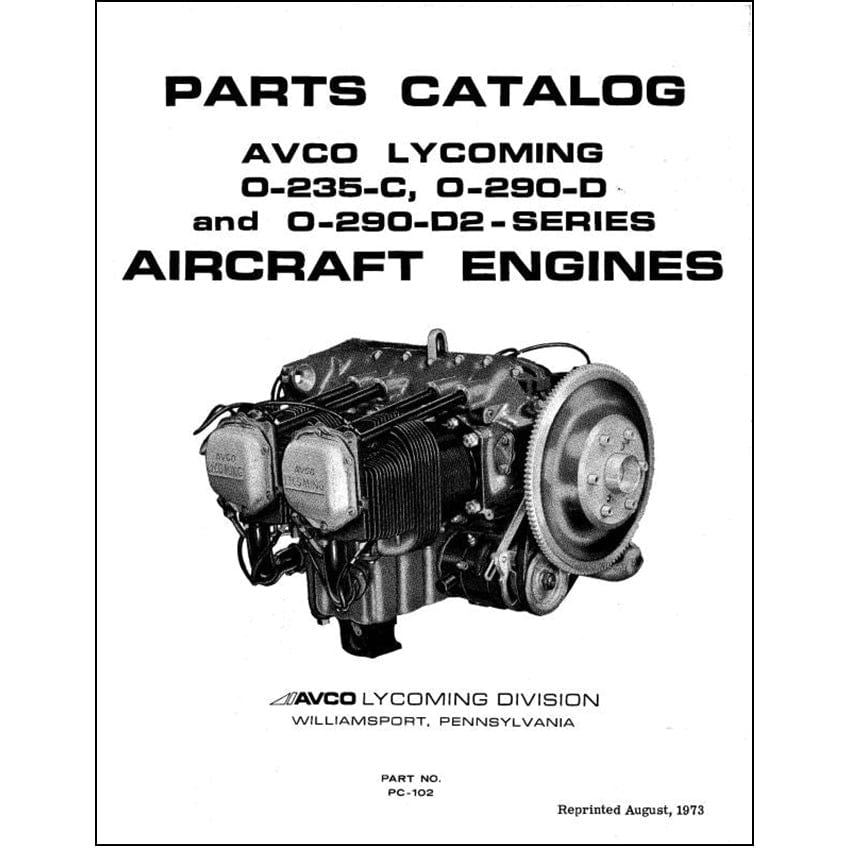 Essco Aircraft Aircraft Manual Lycoming O-235-C,O-290-D,O-290-D2 1973 Parts Catalog (PC-102)