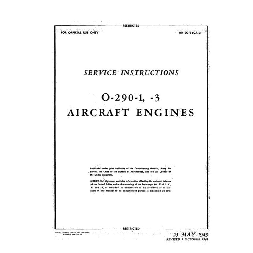 Essco Aircraft Aircraft Manual Lycoming O-290-1, & -3 Maintenance Manual (01-15CA-2)