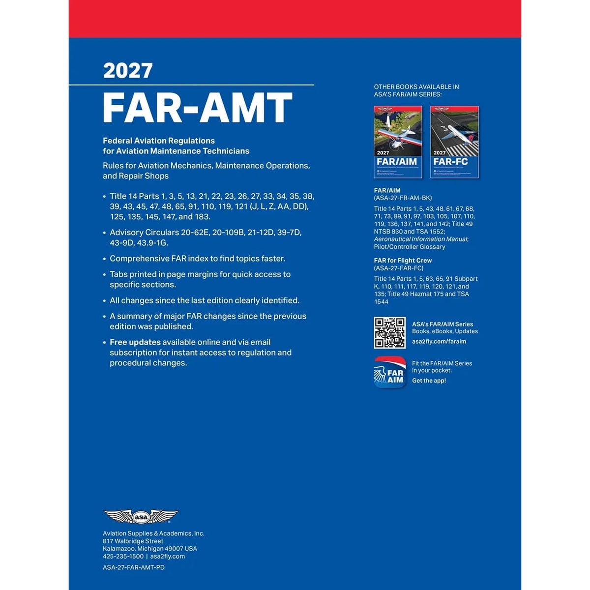 ASA Federal Aviation Regulations ASA 2027 FAR-AMT - Federal Aviation Regulations for Maintenance Technicians