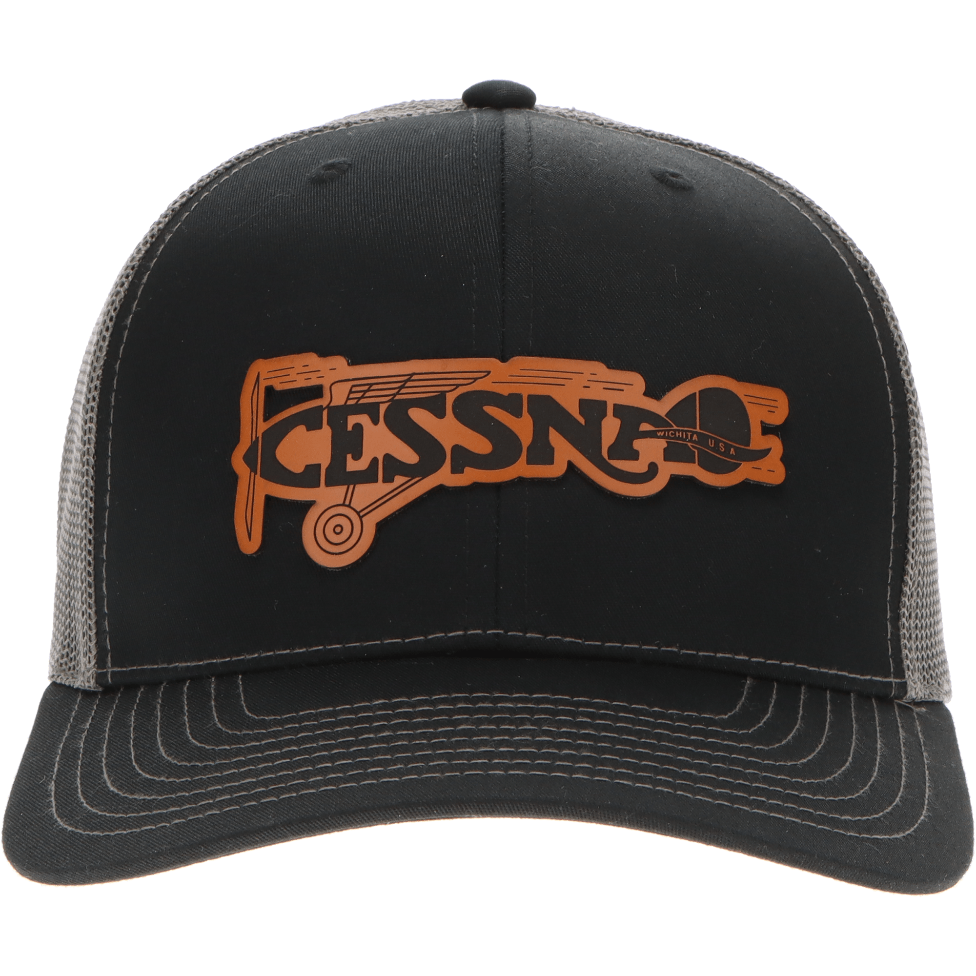 Aeroplane Apparel Company Headwear Black/Charcoal Cessna 20's & 30's Logo Heritage Trucker Hat - Buckskin