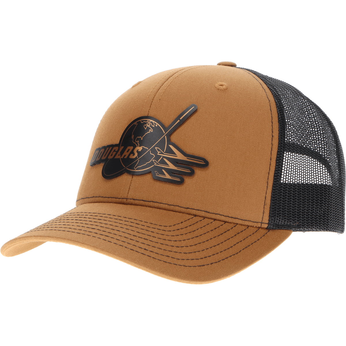 Aeroplane Apparel Company Headwear Caramel/Black Douglas 1960s Logo Heritage Trucker Hat - Chrome