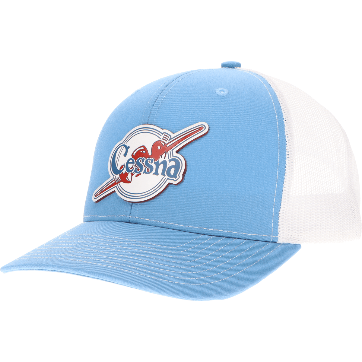 Aeroplane Apparel Company Headwear Columbia Blue/White Cessna 40's Logo Velocity Trucker Hat - Red/White/Blue