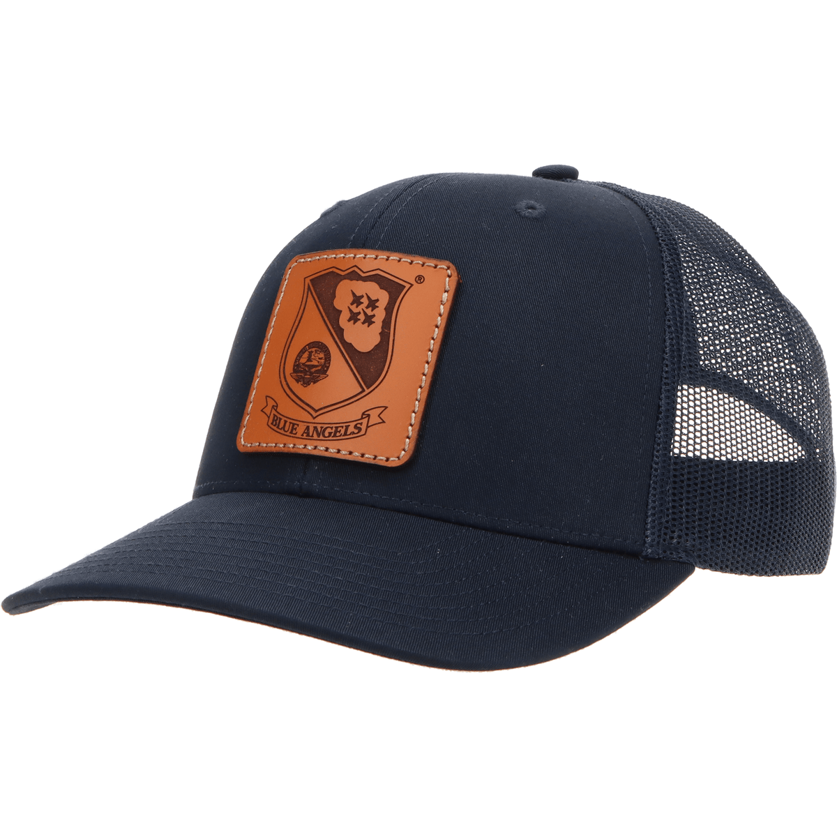 Aeroplane Apparel Company Headwear Navy U.S. Navy Blue Angels Crest Square Signature Trucker Hat - Bison