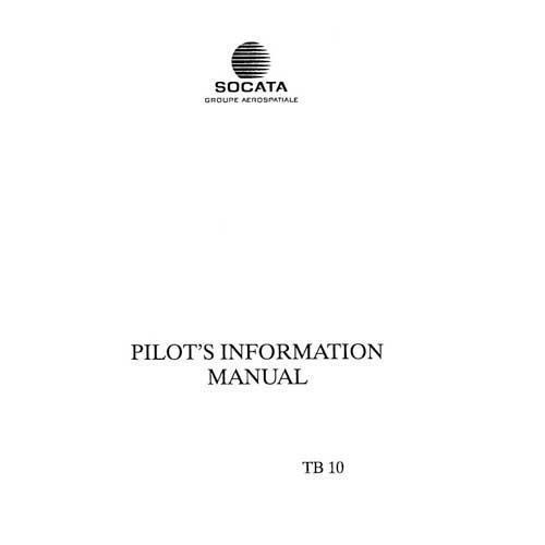 Aerospatiale TB10 1988 Pilot's Information Manual (part# SN-948)