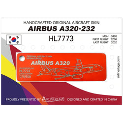 Airbus A320-232 (HL7773) Airliner Tags Keychain LIQUIDATION PRICING
