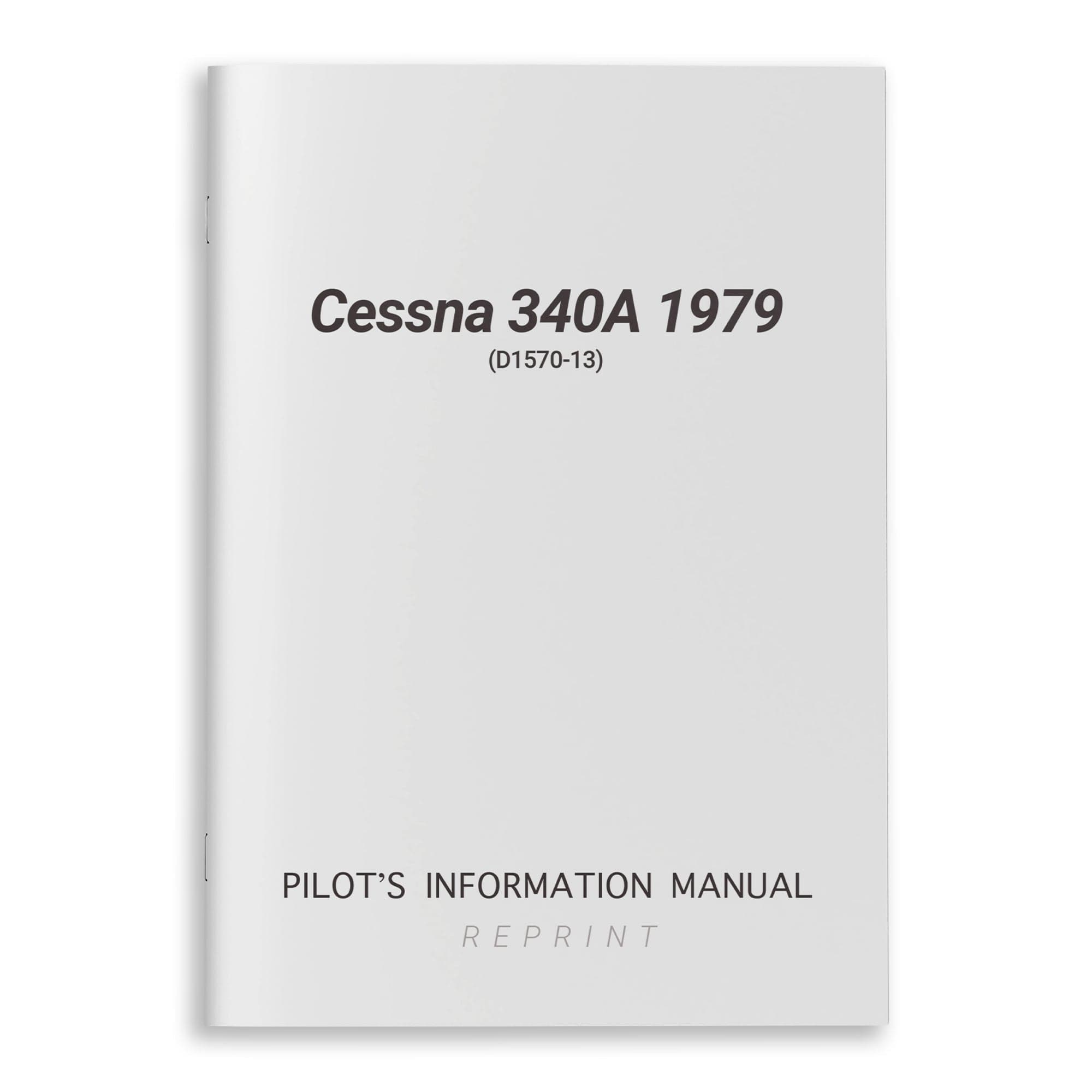 Manual del piloto del Cessna 340A de 1979 reimpresión auténtica y de