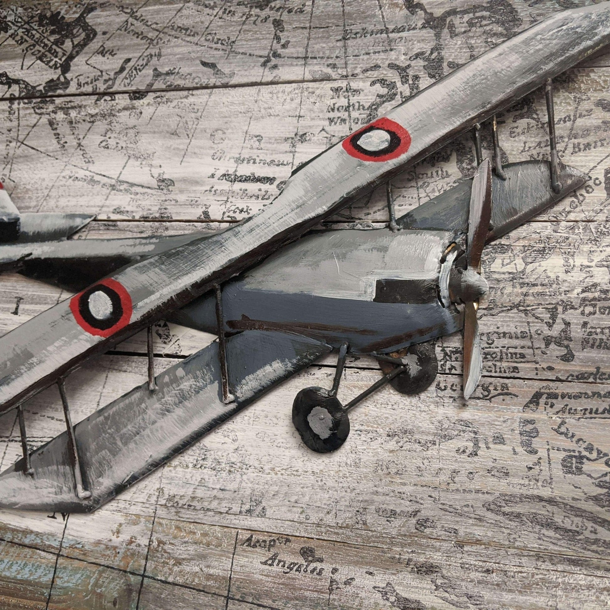 Pilot Toys Artwork & Prints Pilot Toys Bygone Biplane Mixed Media Art — Grey