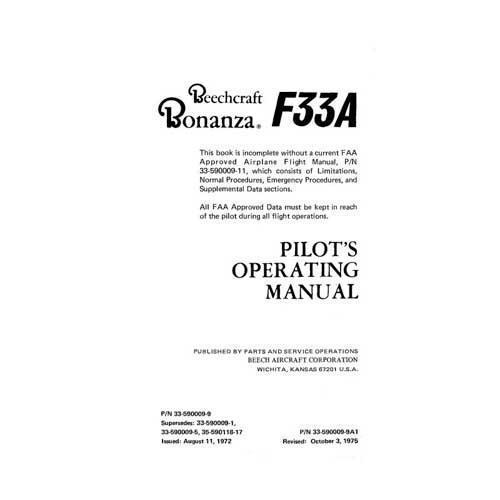 Beech F33A Bonanza Pilot's Operating Handbook (part# 33-590009-9A1) - PilotMall.com