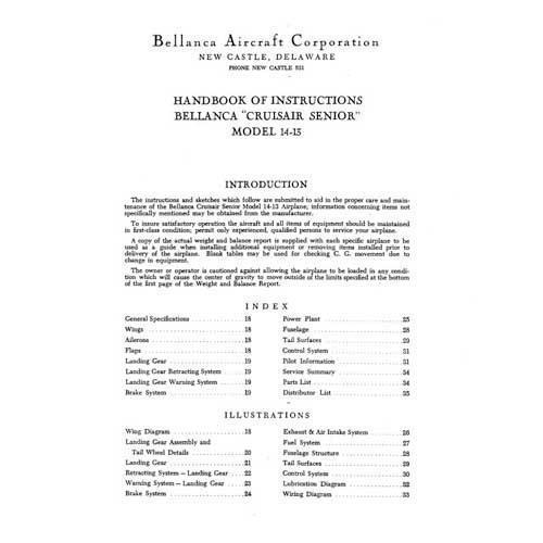Bellanca 14-13 Cruisair, Senior Handbook (part# BL14-13-HB-C) - PilotMall.com