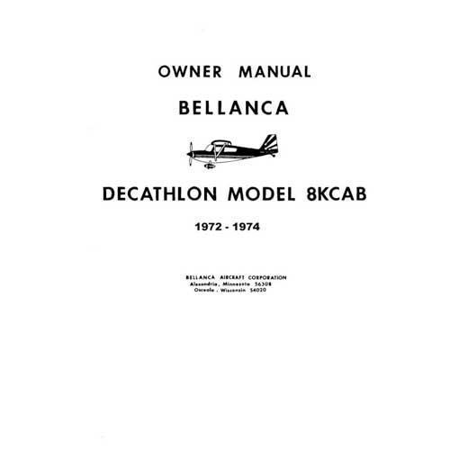 Bellanca 8KCAB Decathlon 1973-74 Owner's Manual (part# BE8KCB73-74-O)
