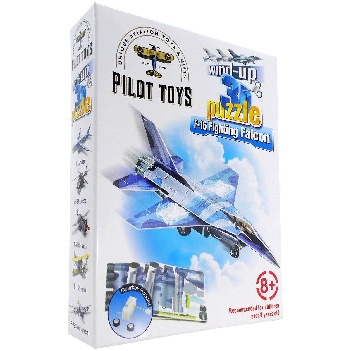 F-16 Fighter Jet Model Kit - Wind-Up 3D Puzzle | Pilot Toys
