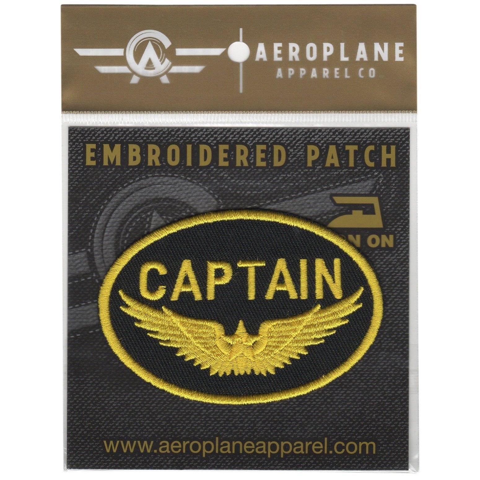 Captain Gold Wings Embroidered Patch (Iron On Application)