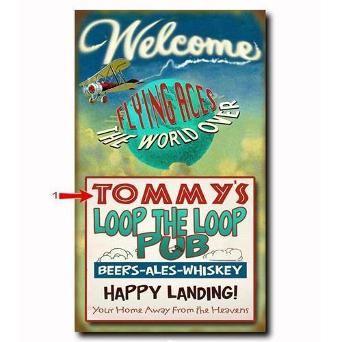 Flying Aces Loop the Loop Pub Personalized Wood Sign 18x30
