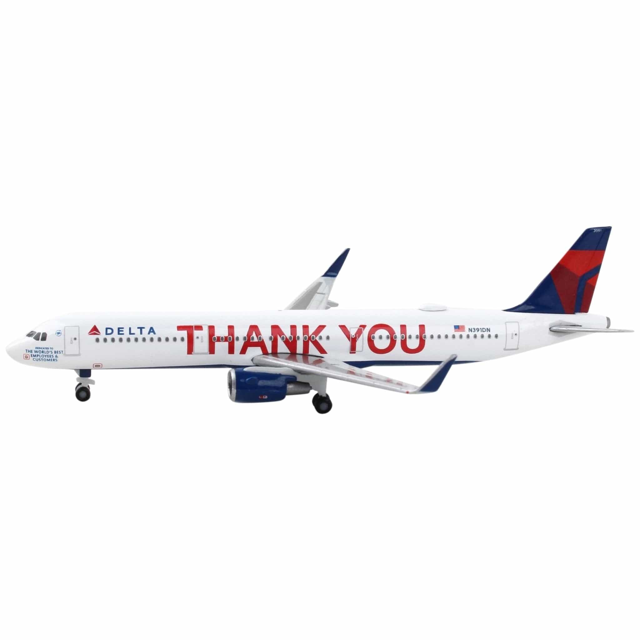 Herpa Delta A321 1/500 Thank You Die-Cast Metal Model Aircraft - PilotMall.com