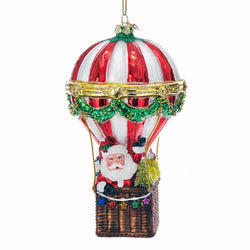 Kurt Adler Noble Gems Santa Hot Air Balloon Glass Ornament - PilotMall.com