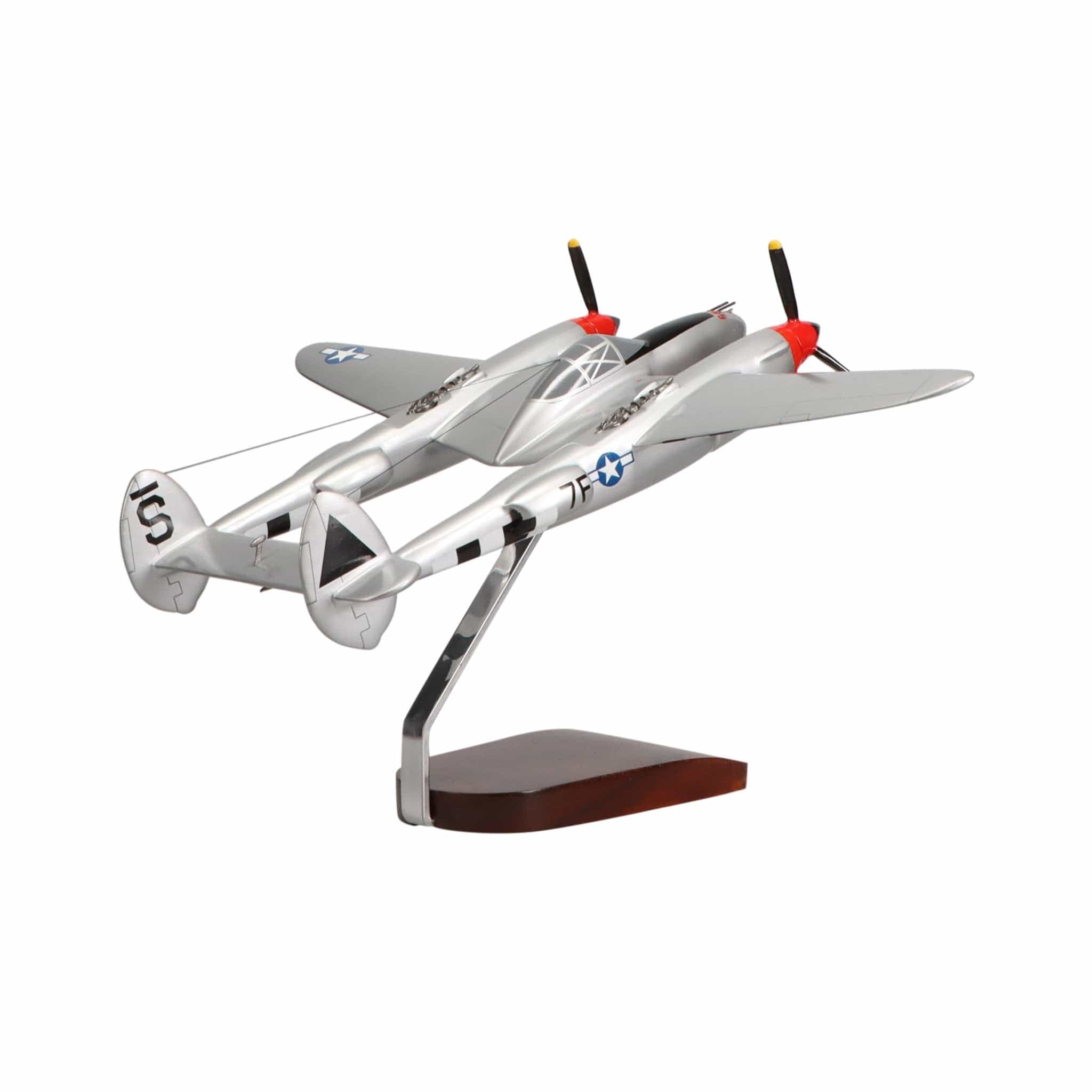 Lockheed P-38 Lightning® (Silver) Large Mahogany Model