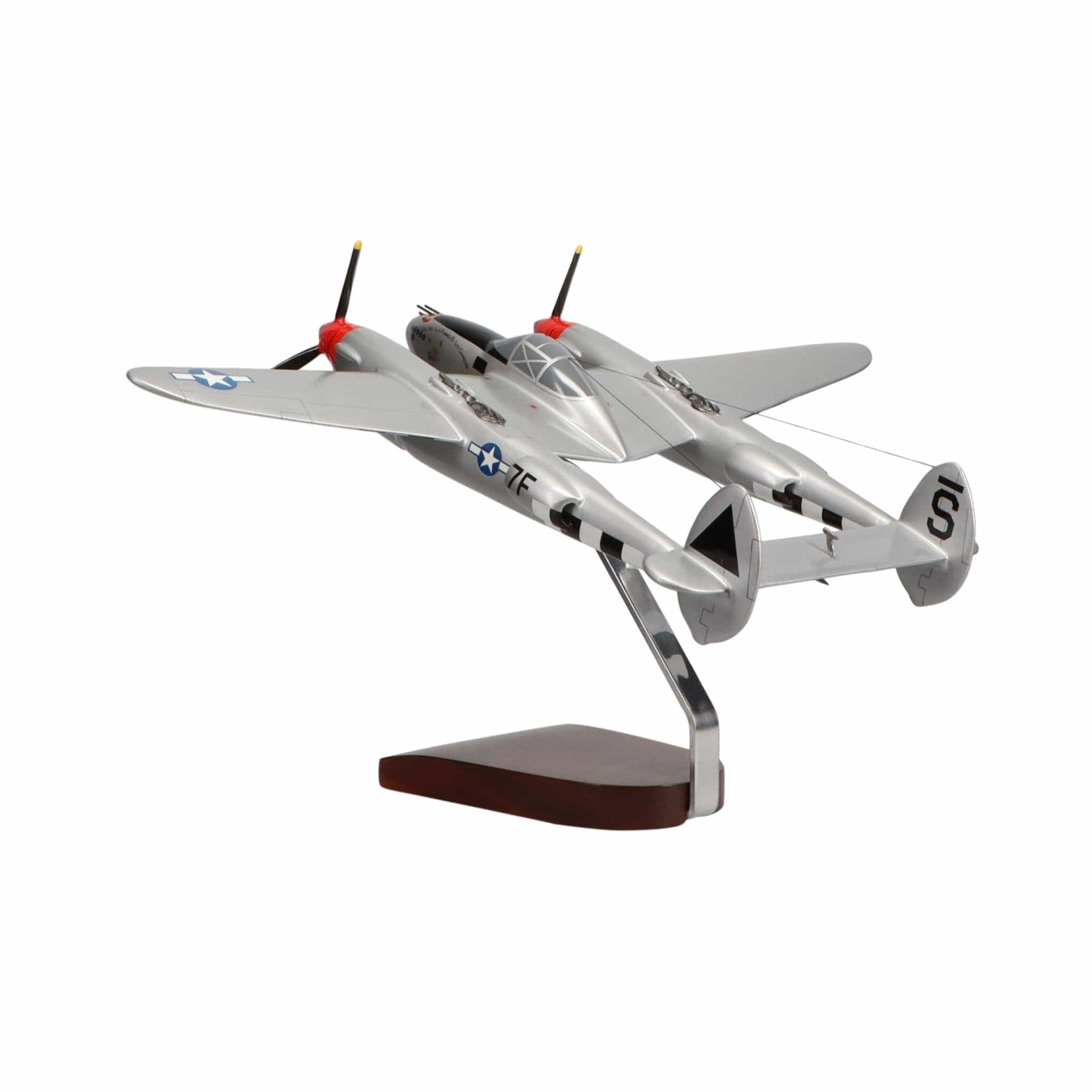 Lockheed P-38 Lightning® (Silver) Large Mahogany Model