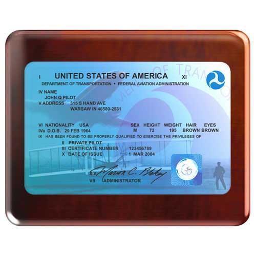 Modern FAA License Plaque (Rosewood)