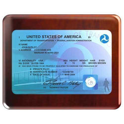 Modern FAA License Plaque (Rosewood)