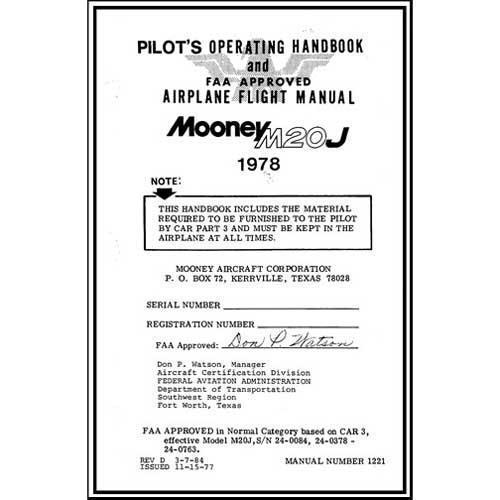 Mooney M20J 1978 Pilot's Operating Handbook (part# 1221) - PilotMall.com
