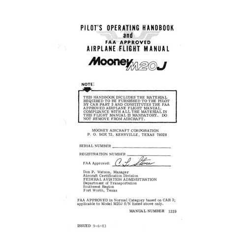 Mooney M20J 1984 POH & Flight Manual (1229) - PilotMall.com