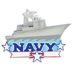 Navy Aircraft Carrier Personalizable Christmas Ornament