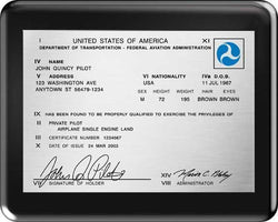 Pilot Certificate Plaque - Black Piano-Finished Wood