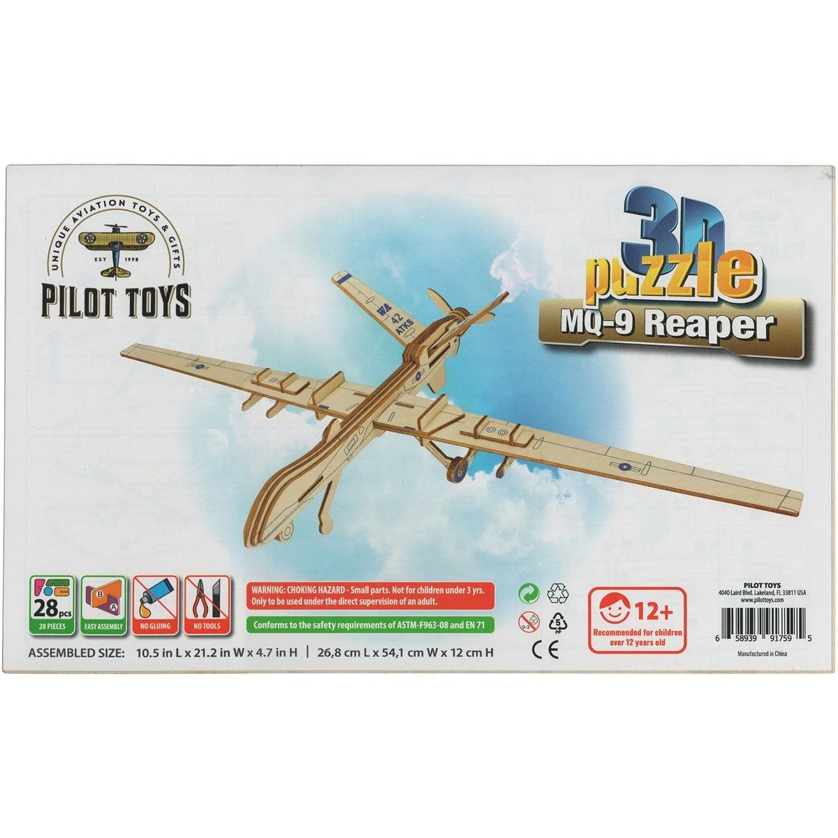 Pilot Toys MQ-9 Scouting Drone 3D Puzzle - PilotMall.com