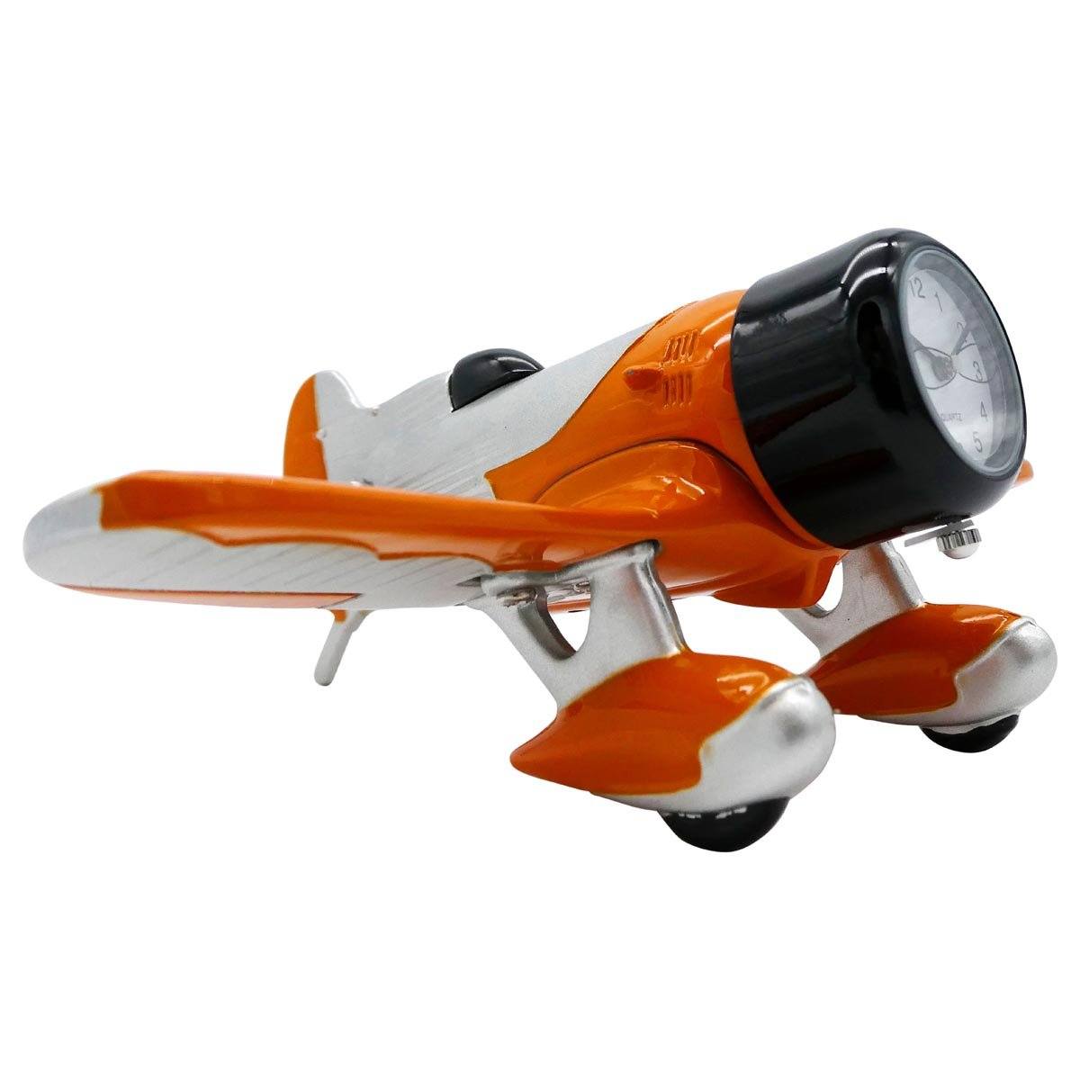Pilot Toys Orange and Silver Gee Bee Desk Clock - PilotMall.com