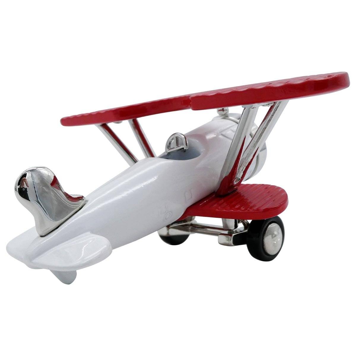 Pilot Toys White and Red Biplane Desk Clock - PilotMall.com