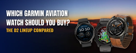 Garmin D2 Air X15, D2 Mach 2 and D2 Mach 2 Pro aviator watches against a sunset above the clouds