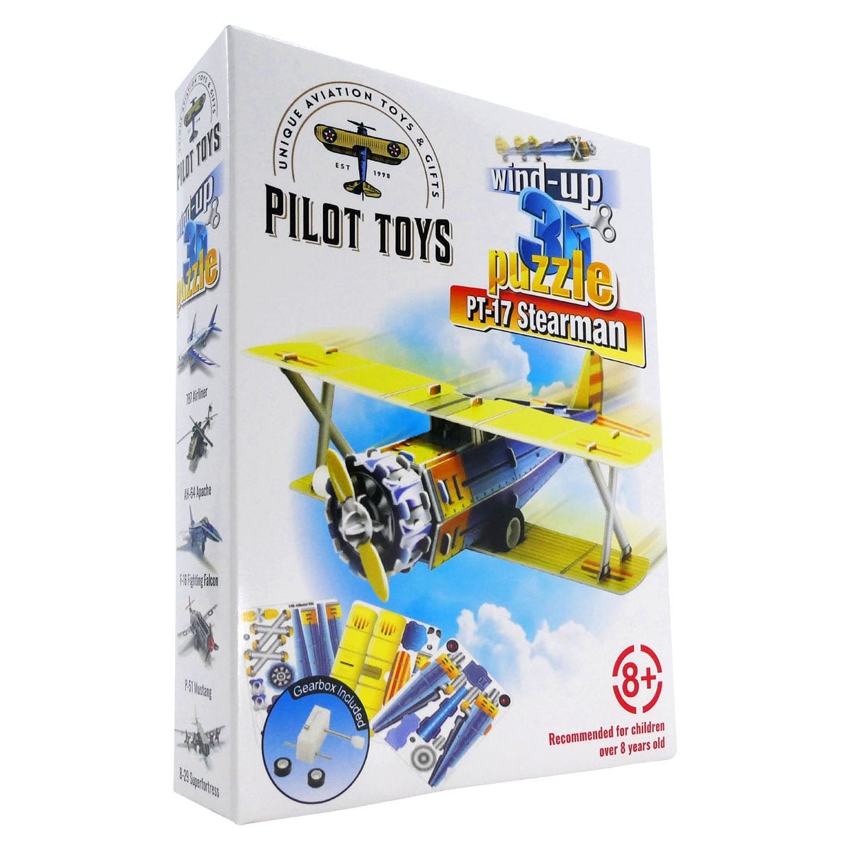Pilot Toys 12 Airplane Wind-Up 3D Puzzles with Display Box