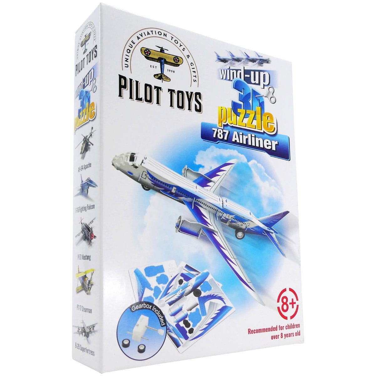 Pilot Toys 12 Airplane Wind-Up 3D Puzzles with Display Box