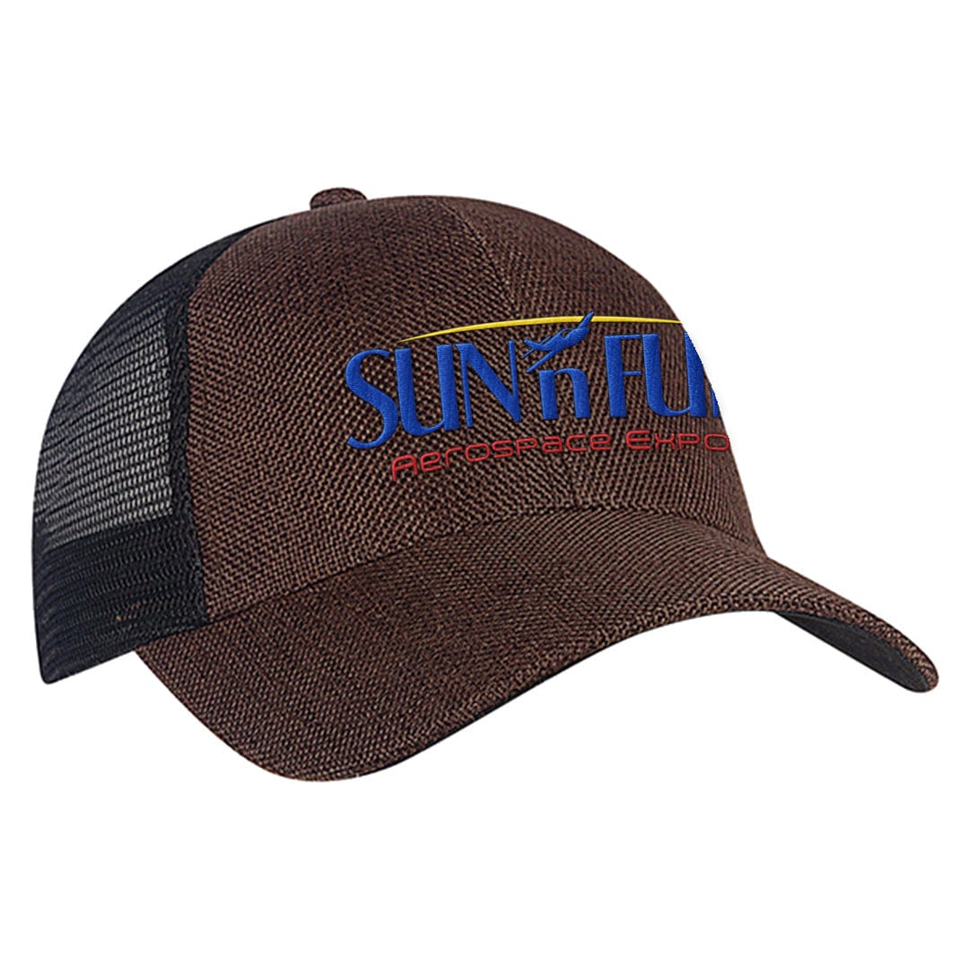 SUN 'n FUN Brown/Black Mesh Back Snap Back Structured Ball Cap-Headwear-SUN 'n FUN-PilotMall.com