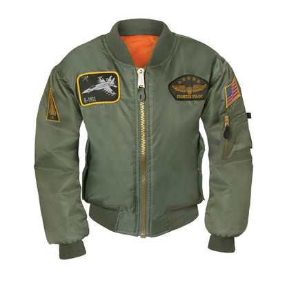 Kids Bomber Flight Jacket With Patches