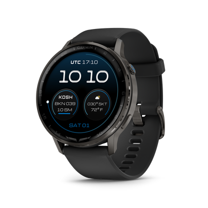 Garmin D2 Air X15 Aviator Smartwatch: Slate with Black Silicone Band