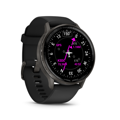 Garmin D2 Air X15 Aviator Smartwatch: Slate with Black Silicone Band