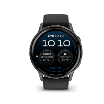 Garmin D2 Air X15 Aviator Smartwatch: Slate with Black Silicone Band