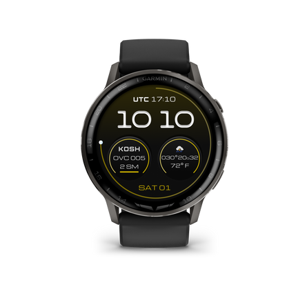 Garmin D2 Air X15 Aviator Smartwatch: Slate with Black Silicone Band