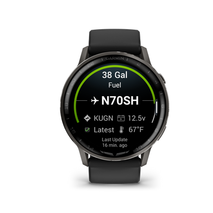 Garmin D2 Air X15 Aviator Smartwatch: Slate with Black Silicone Band
