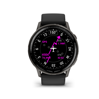 Garmin D2 Air X15 Aviator Smartwatch: Slate with Black Silicone Band