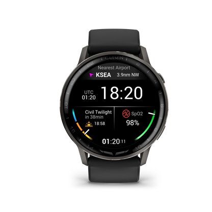 Garmin D2 Air X15 Aviator Smartwatch: Slate with Black Silicone Band