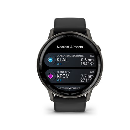 Garmin D2 Air X15 Aviator Smartwatch: Slate with Black Silicone Band