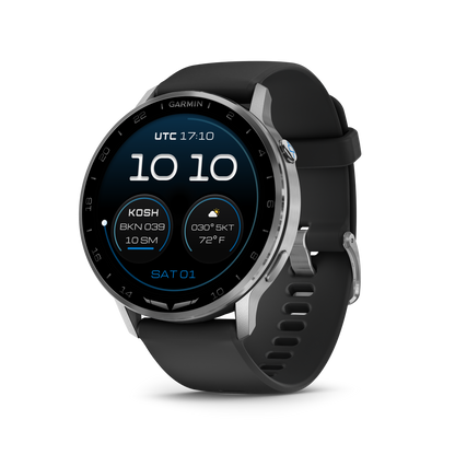 Garmin D2 Air X15 Aviator Smartwatch – Silver with Black Silicone Band