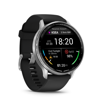 Garmin D2 Air X15 Aviator Smartwatch – Silver with Black Silicone Band